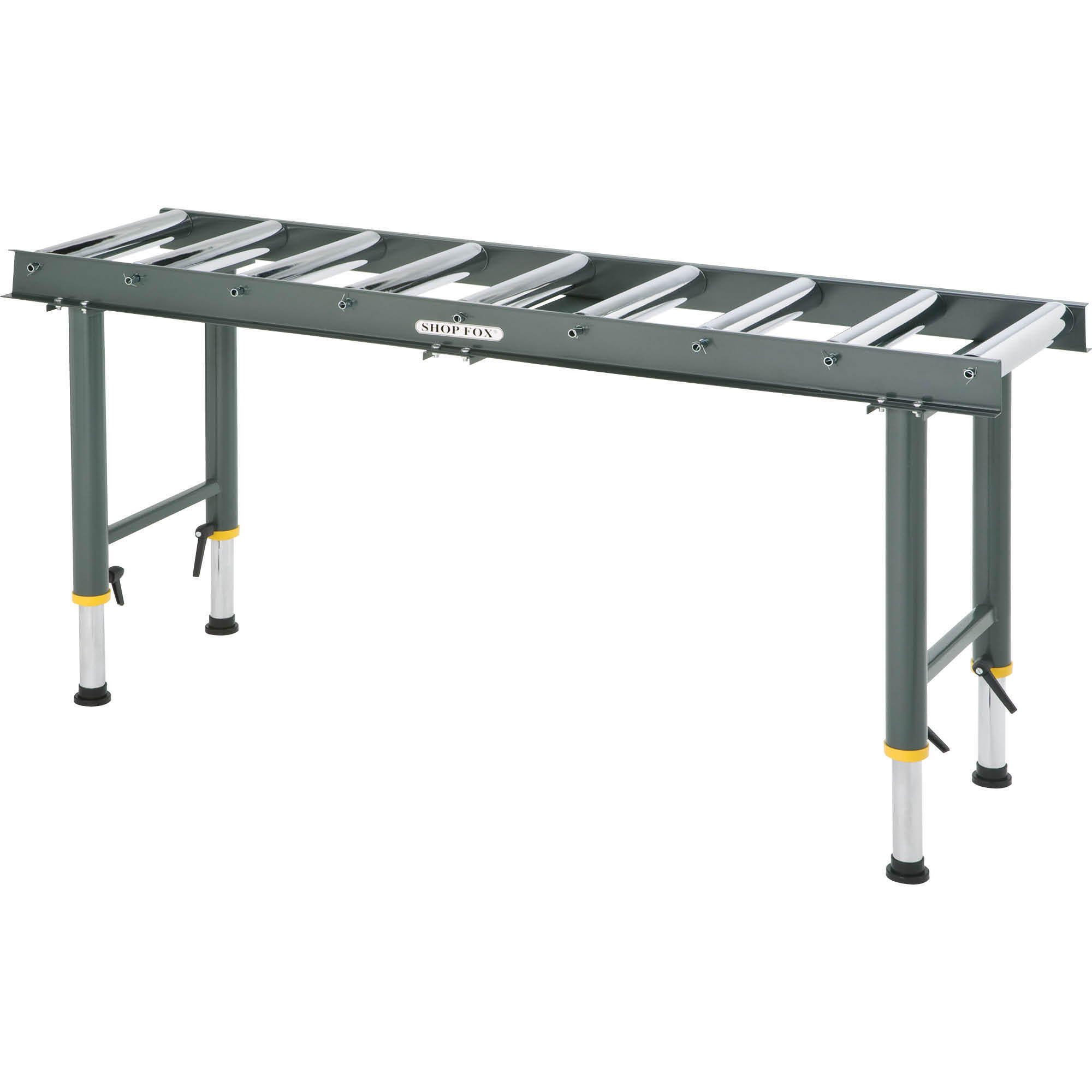 Shop Fox Roller Table - 19in. x 65in., 1000-Lb. Capacity, Adjustable Height, Model# D2271
